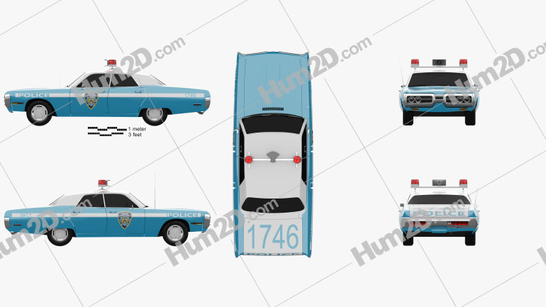 Plymouth Fury Police 1972 car clipart