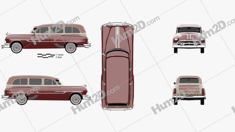 Pontiac Chieftain Deluxe Station Wagon 1953 Clipart and Blueprint