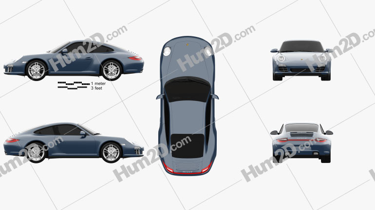 Porsche 911 Carrera 4 Coupe 2011 Blueprint