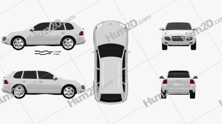Porsche Cayenne S 2003 Clipart and Blueprint - Download Vehicles Clip