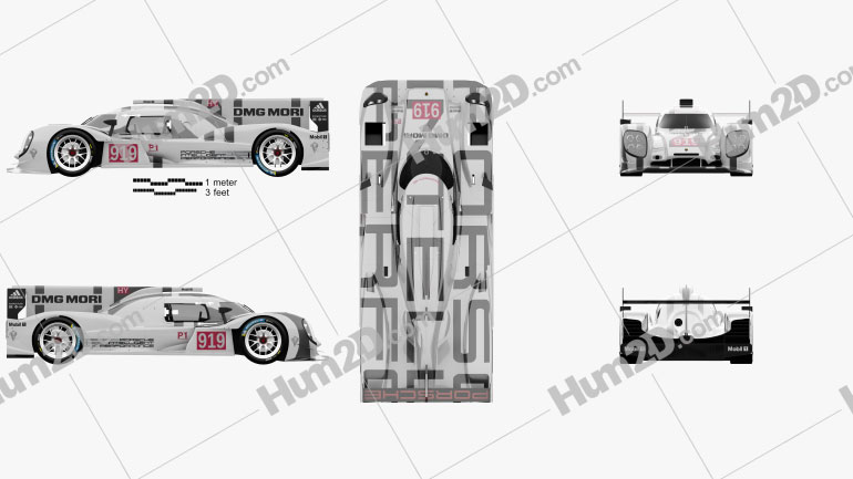 Porsche 919 Hybrid 2014 Blueprint