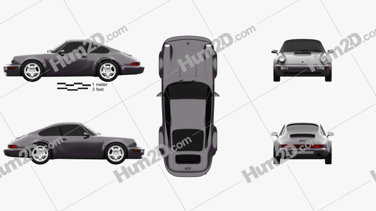 Porsche 911 Carrera 4 Coupe (964) Turbolook 30th anniversary 1993 Blueprint