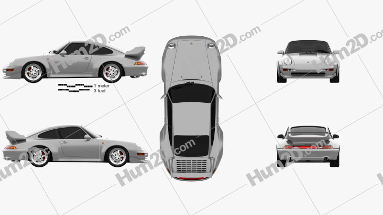 Porsche 911 Carrera GT2 Coupe (993) 1995 car clipart