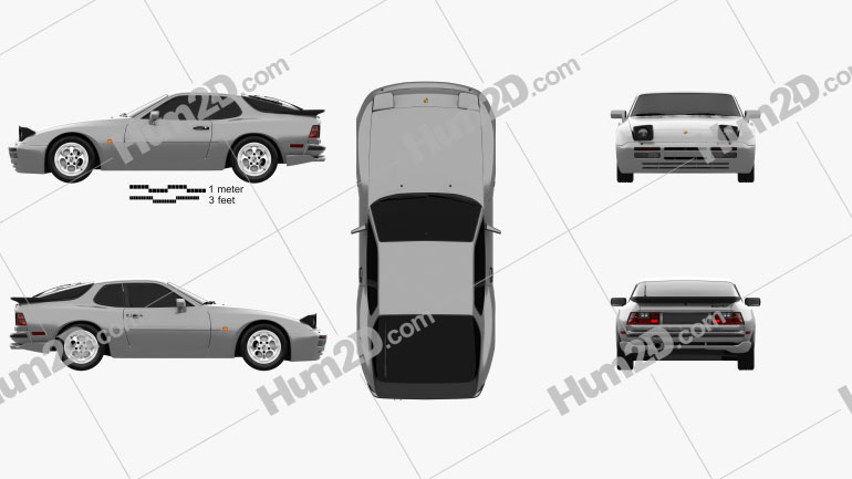 Porsche 944 Turbo 1985 car clipart