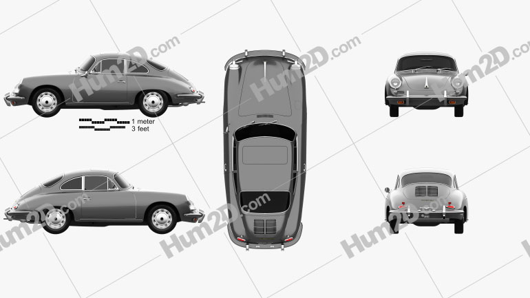 Porsche 356 SC Coupe 1963 car clipart