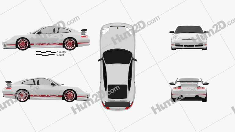 Porsche 911 GT3RS Coupe (996) 2003 car clipart