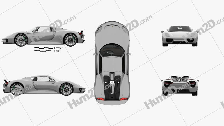 Porsche 918 spyder with HQ interior 2015 Blueprint