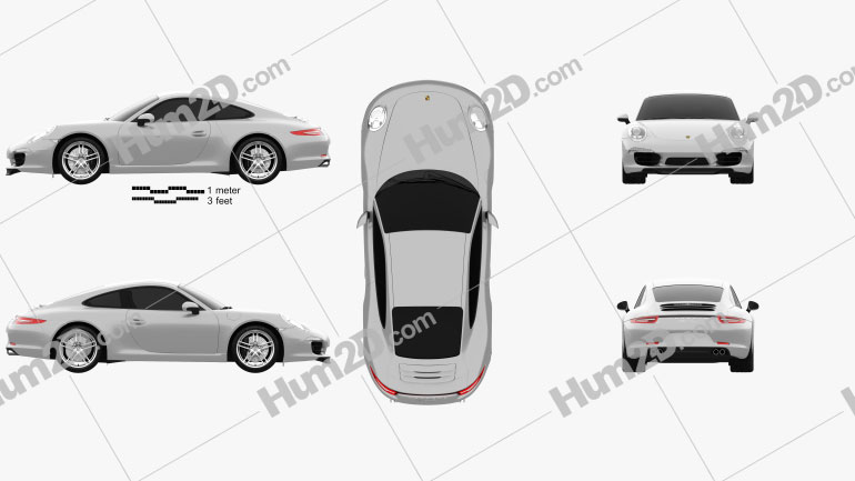 Porsche 911 Carrera 4 S coupe 2012 car clipart