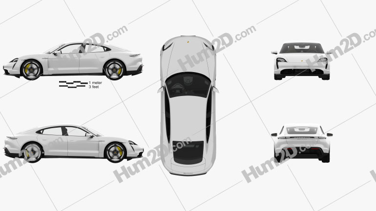 Porsche Taycan Turbo S with HQ interior 2020 car clipart