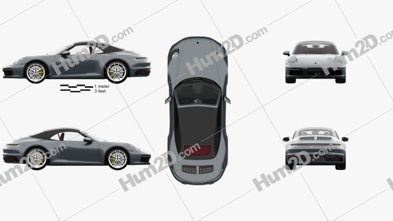Porsche 911 Carrera 4S Kabriolett mit HD Innenraum 2019 car clipart