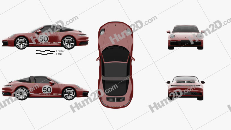 Porsche 911 Targa 4S Heritage 2021 Clipart Image
