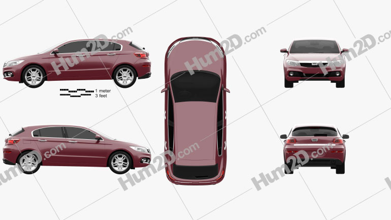 Qoros 3 hatchback 2014 car clipart