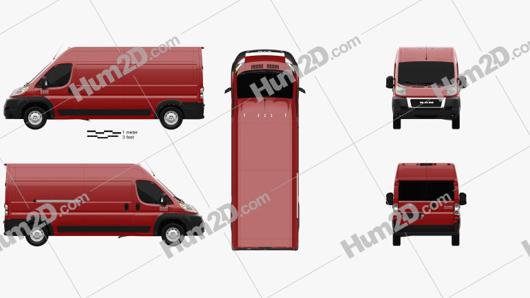 Ram ProMaster Cargo Van L3H2 2019 Blueprint