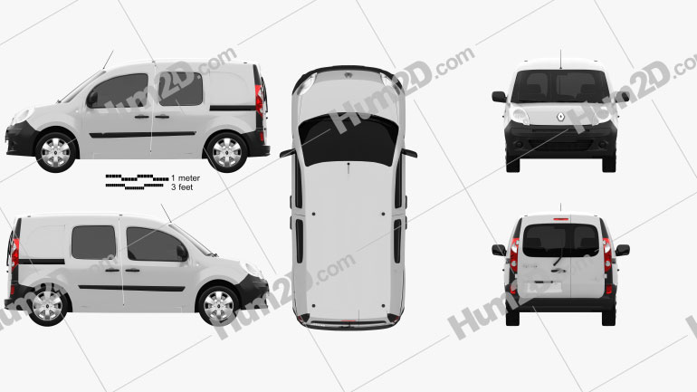 Renault Kangoo Van 2 Side Doors Glazed 2011 Blueprint