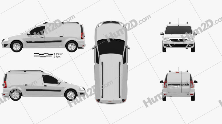 Renault Logan Van 2011 Clipart and Blueprint - Download Vehicles Clip ...