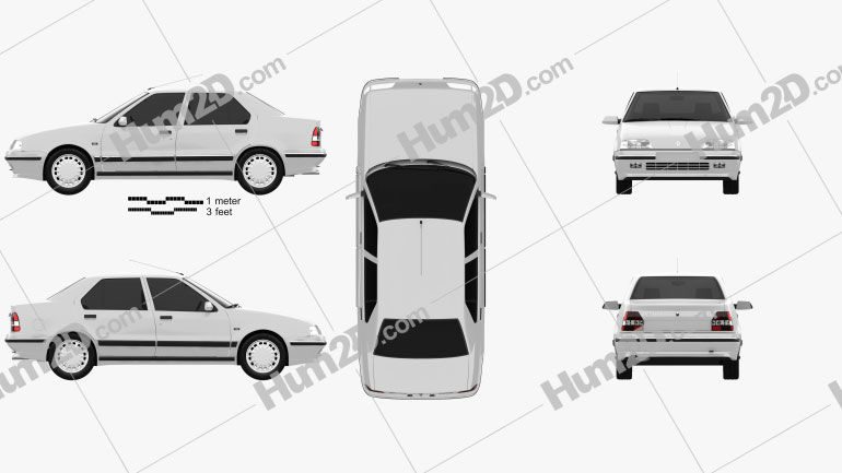 Renault 19 Sedan 1988 car clipart