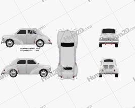 Renault 4CV sedan 1955 car clipart