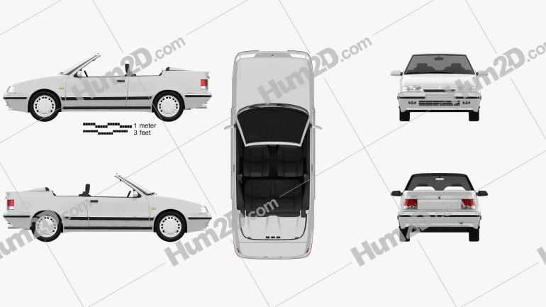 Renault 19 convertible 1988 Clipart Image