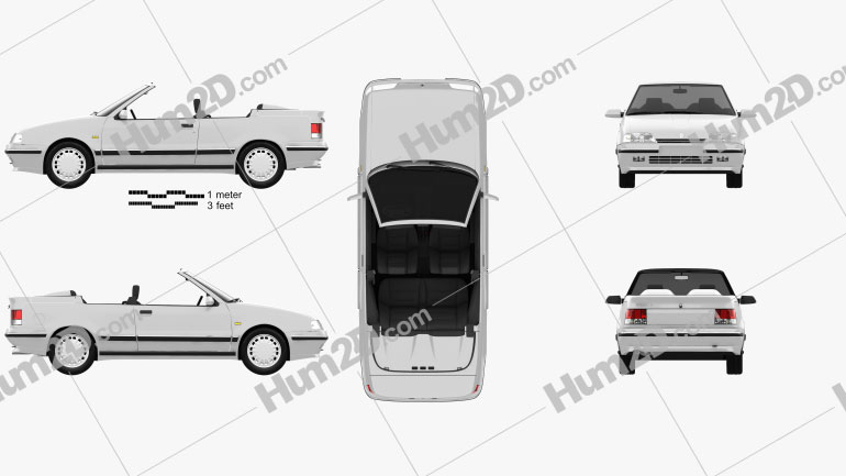 Renault 19 convertible 1988 car clipart