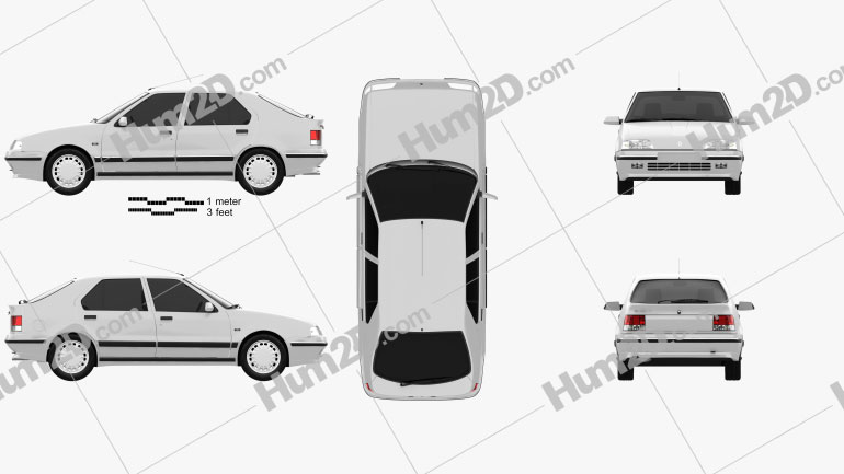 Renault 19 5-door hatchback 1988 Blueprint