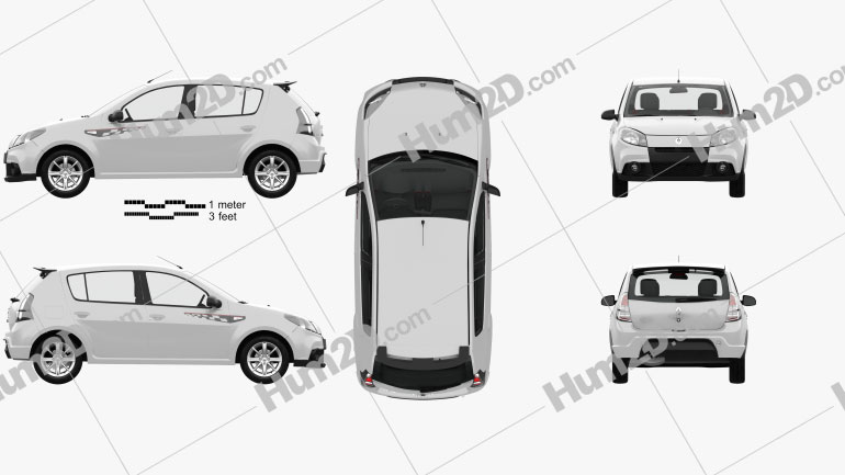 Renault Sandero GT Line with HQ interior 2012 car clipart