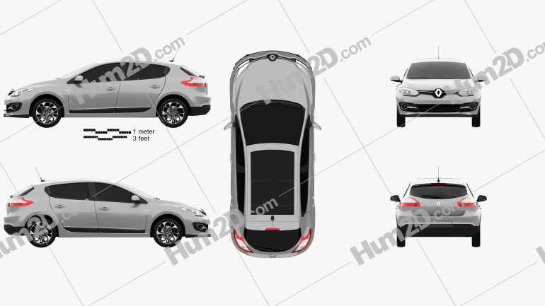 Renault Megane hatchback 2014 car clipart