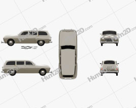 Renault Fregate wagon 1956 car clipart