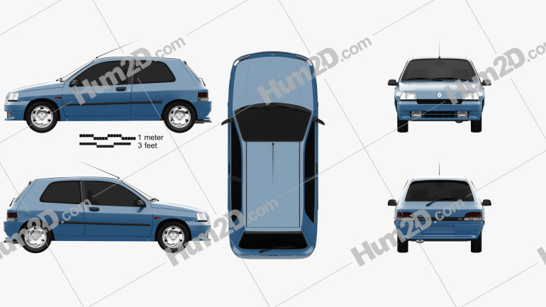 Renault Clio de 3 portas hatchback 1990 car clipart