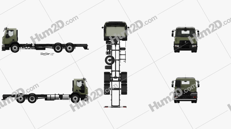 Renault D Wide Fahrgestell LKW 3-axis mit HD Innenraum 2013 clipart