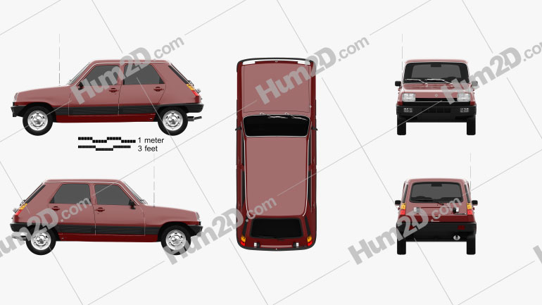 Renault 5 5-türig 1972 car clipart