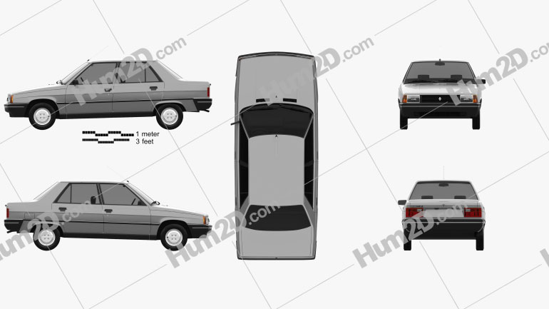 Renault 9 1983 car clipart