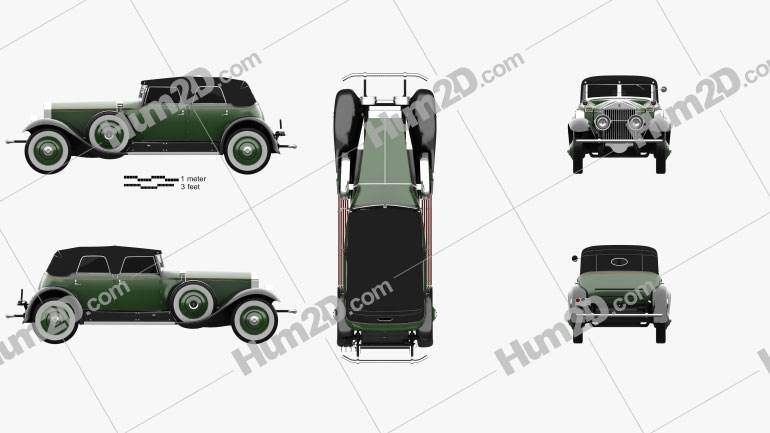 Rolls-Royce Phantom Descapotável Sedan 1929 car clipart