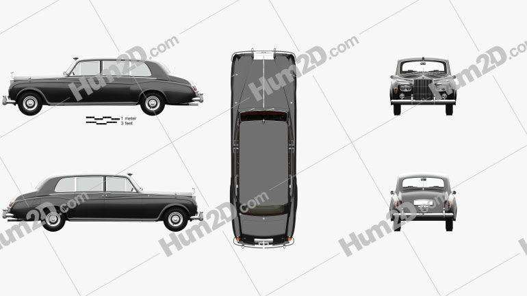 Rolls-Royce Phantom Park Ward Limousine with HQ interior 1963 car clipart