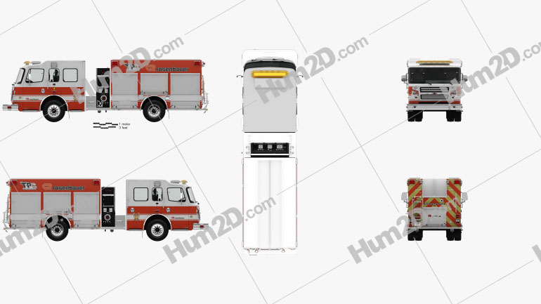 Rosenbauer TP3 Pumper Fire Truck with HQ interior 2015 Blueprint
