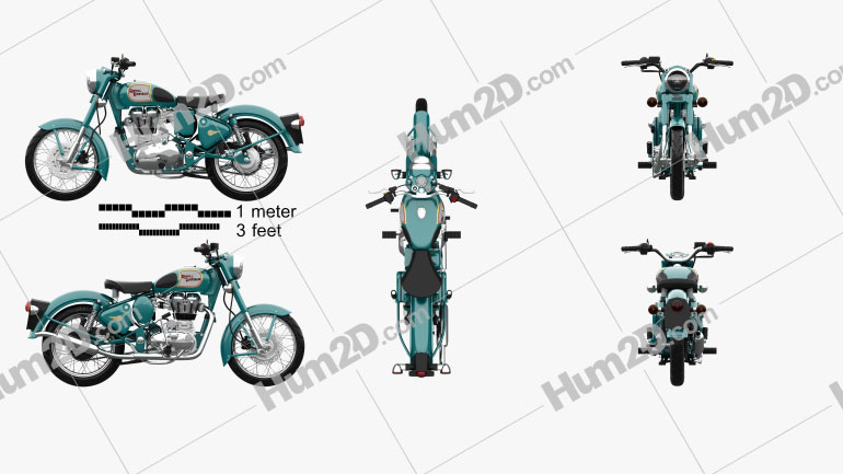 Royal Enfield Bullet C5 Classic 2014 Clipart and Blueprint - Download