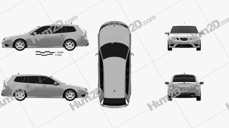 Saab 9-3 Sport Combi 2008 car clipart