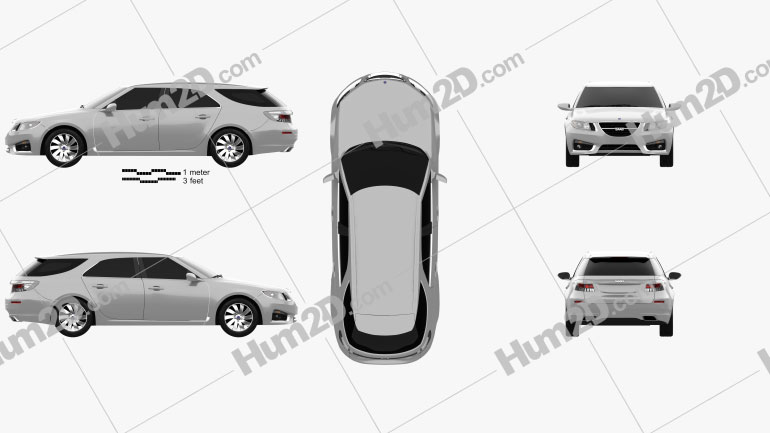 Saab 9-5 Sport Combi 2009 car clipart