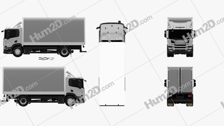Scania P Box Truck 2017 Clipart Image