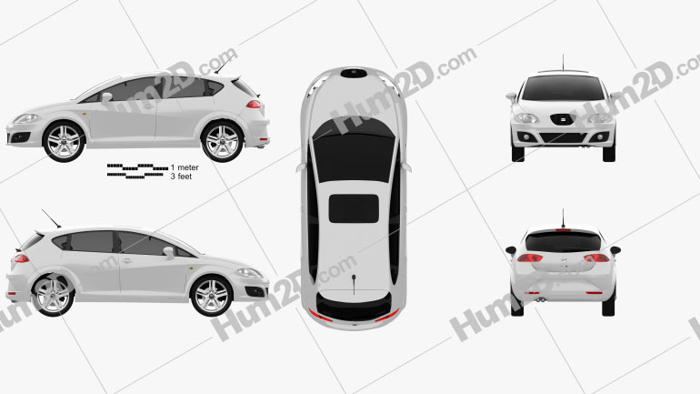 Seat Leon 2009 Clipart and Blueprint - Download Vehicles Clip Art ...