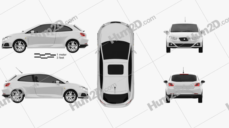 Seat Ibiza Sport Coupe 3-door 2011 Clipart Image