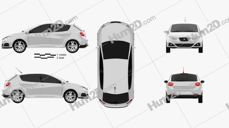 Seat Ibiza hatchback 5-door 2011 car clipart