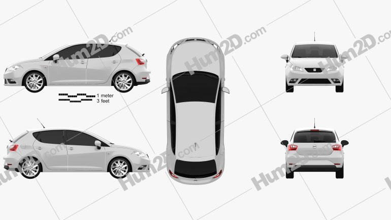 Seat Ibiza 5-door hatchback 2013 car clipart