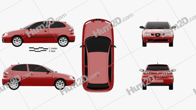 Seat Ibiza 3-door 2002 car clipart