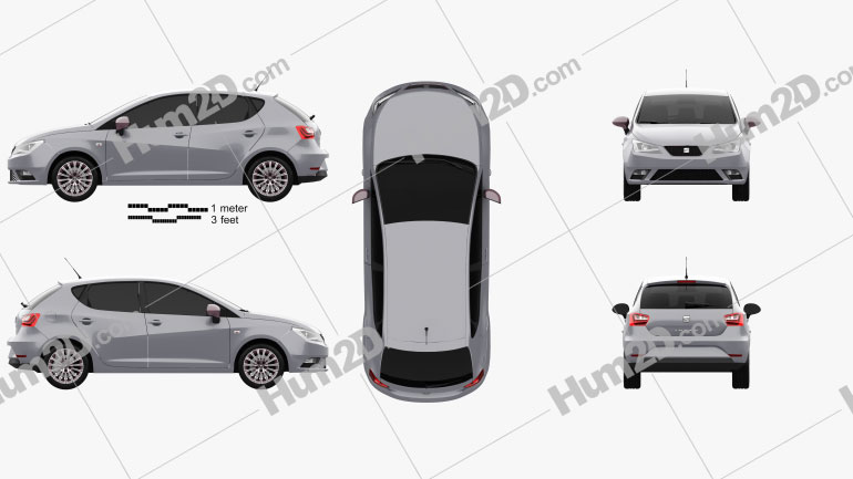 Seat Ibiza de 5 portas hatchback 2015 car clipart