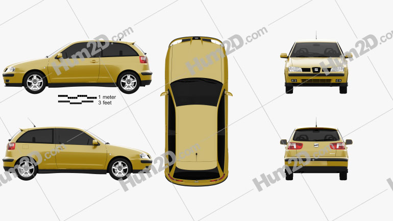 Seat Ibiza 3-türig 1999 car clipart