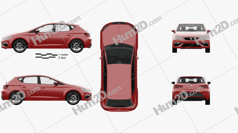 Seat Leon FR with HQ interior 2016 Clipart Image