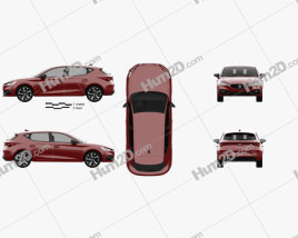 Seat Leon FR 5-door hatchback 2020 car clipart