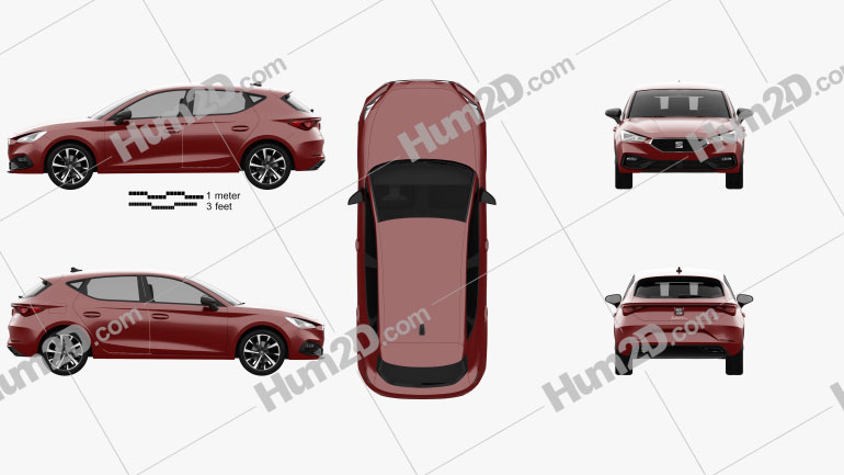Seat Leon FR de 5 portas hatchback 2020 car clipart