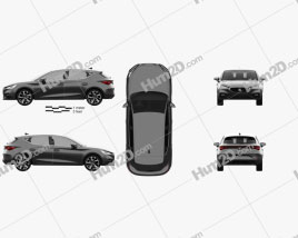Seat Leon FR eHybrid 5-door hatchback 2020 car clipart