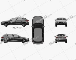 Seat Leon FR eHybrid de 5 portas hatchback 2020 car clipart